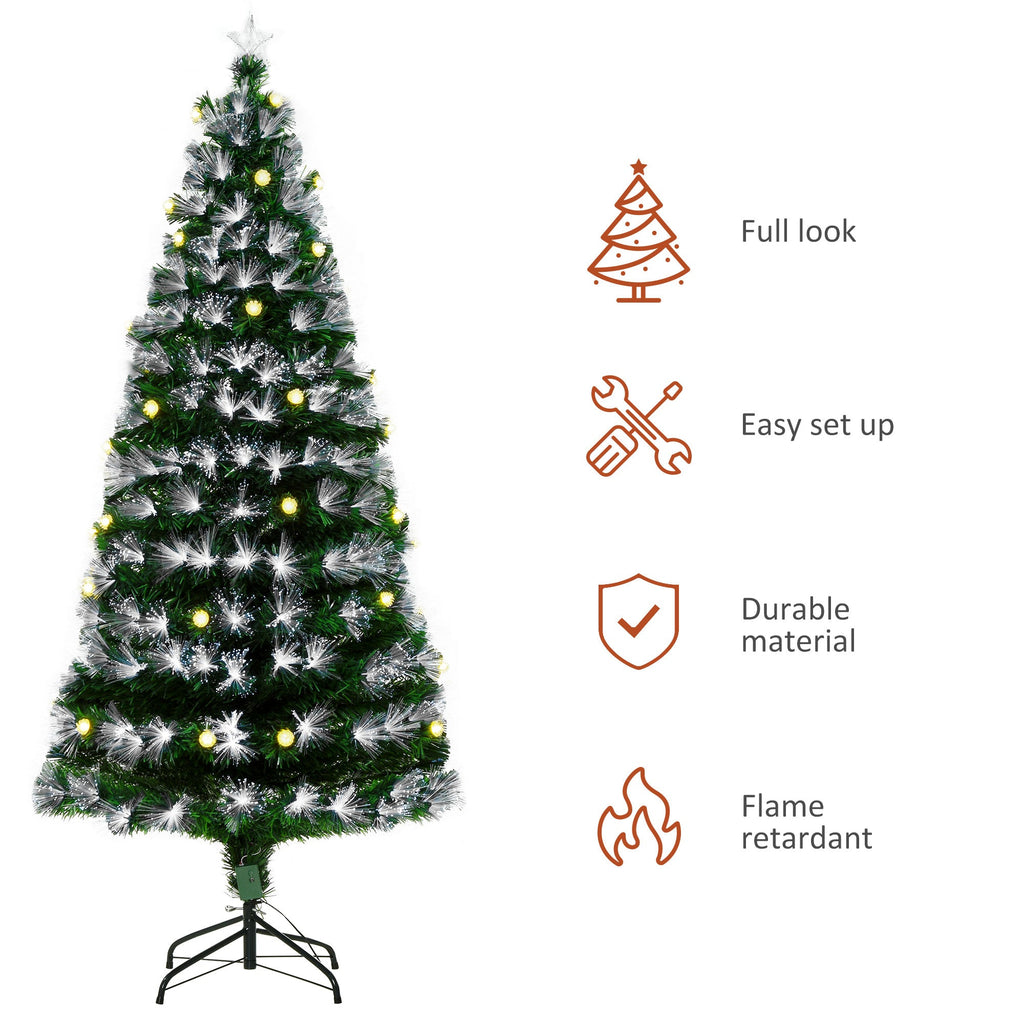HOMCM 6ft White Light Artificial Christmas Tree w/ 230 LEDs Star Topper Tri-Base Full Bodied Seasonal Decoration Pre-Lit Home-3