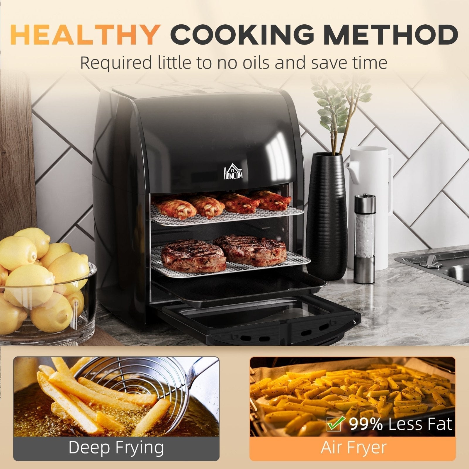 12L 8 in 1 Digital Air Fryer Oven with Rapid Air Circulation - Black-3