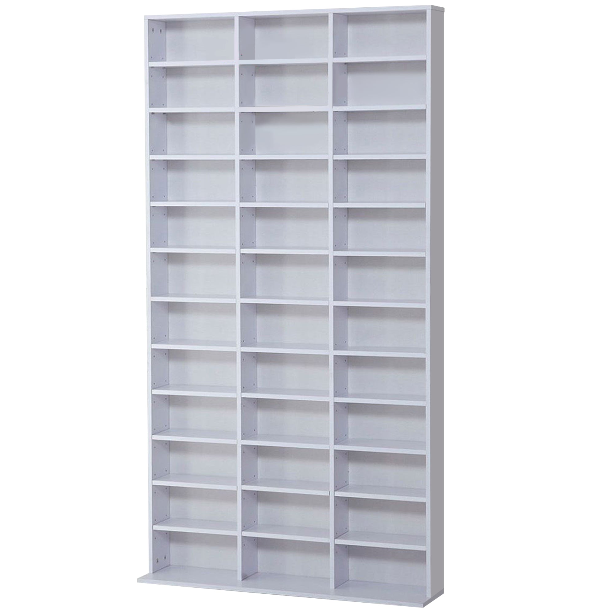 CD / DVD Storage Shelf Storage Unit for 1116 CDs Height-Adjustable Compartments 102 x 24 x 195 cm White-0