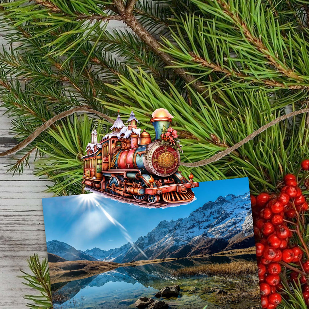 Santa Christmas Train Decorative Wooden Clip-on Ornaments Set of 6 by G. Debrekht - Christmas Decor - 8090123C-S6
