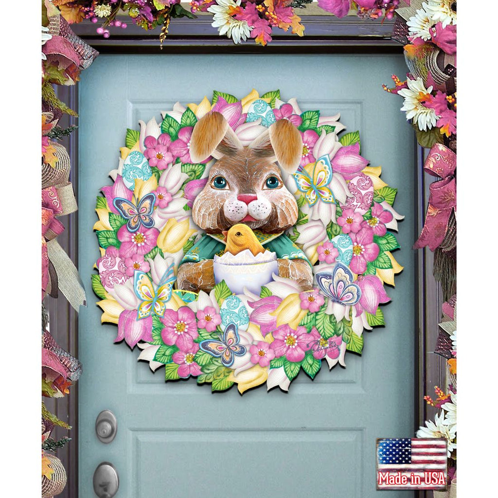 Bunny Holiday Door Wreath by G. DeBrekht - Easter Spring Decor - 8185301-2H