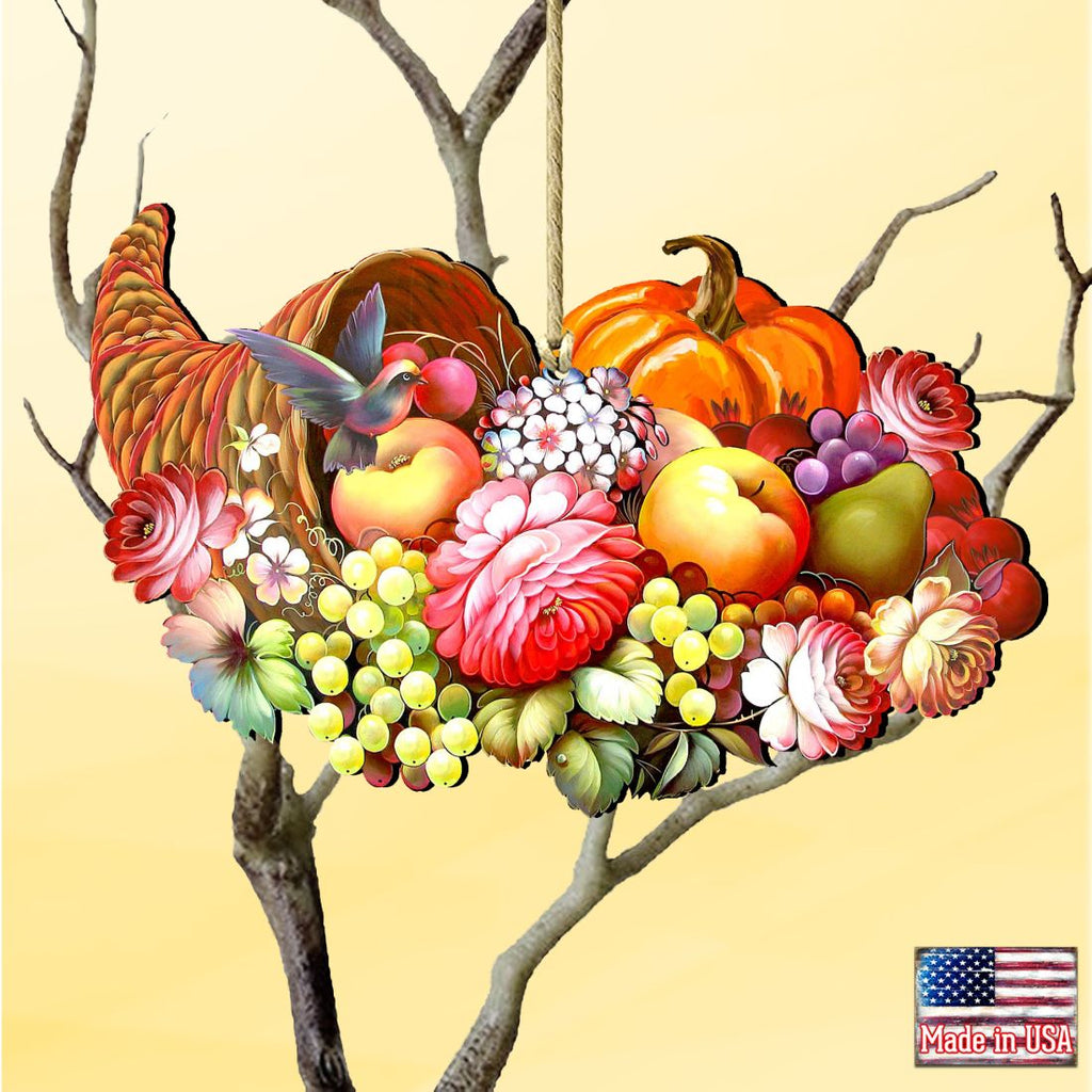 Cornucopia Wooden Ornaments Fall by G. DeBrekht - Thanksgiving Halloween Decor - 8158907