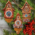 Miniature Clock Decorative Wooden Ornaments Set of 3 by G. Debrekht - Christmas Decor - 8091020-S3