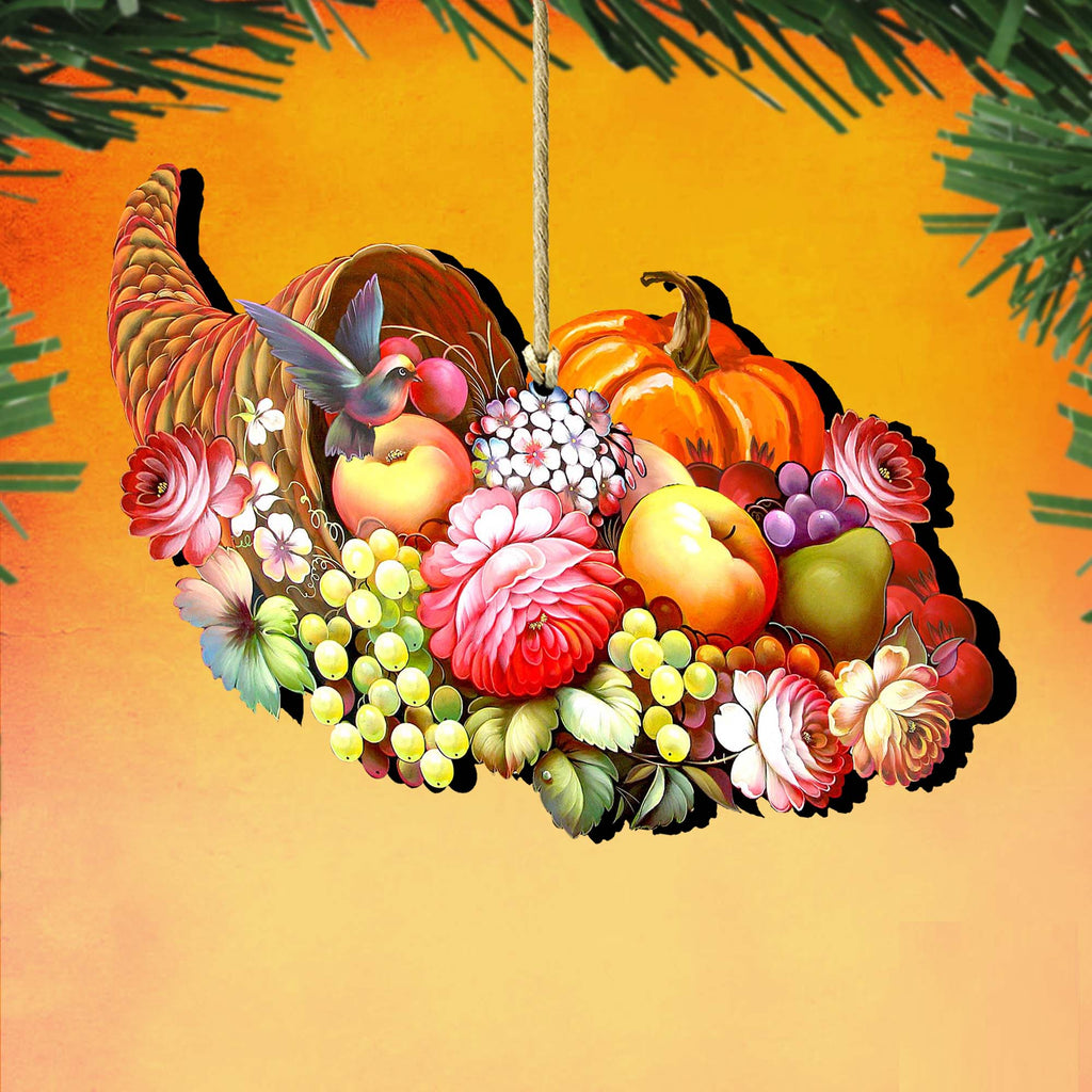 Cornucopia Wooden Ornaments Fall by G. DeBrekht - Thanksgiving Halloween Decor - 8158907
