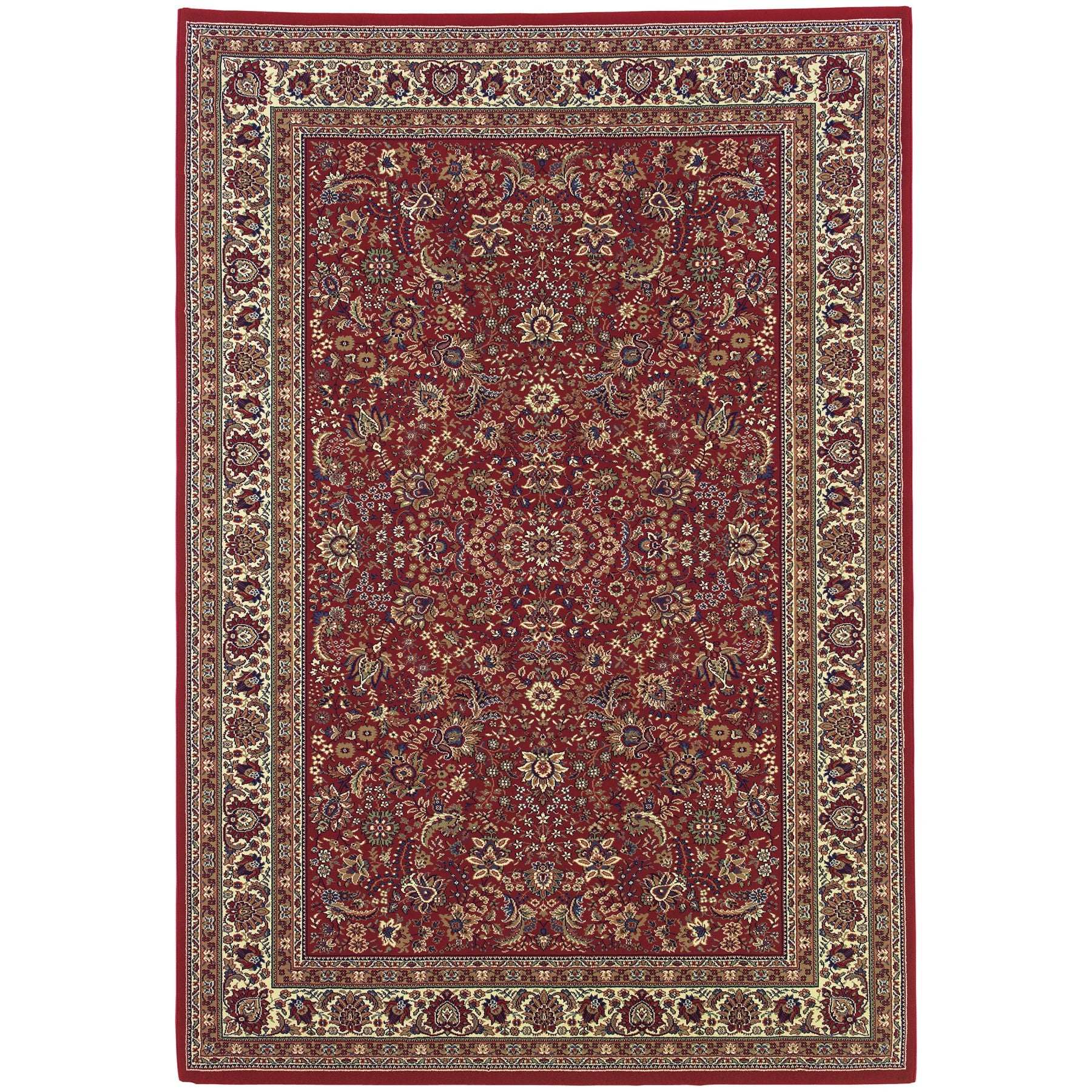 8' X 11' Red And Ivory Oriental Area Rug