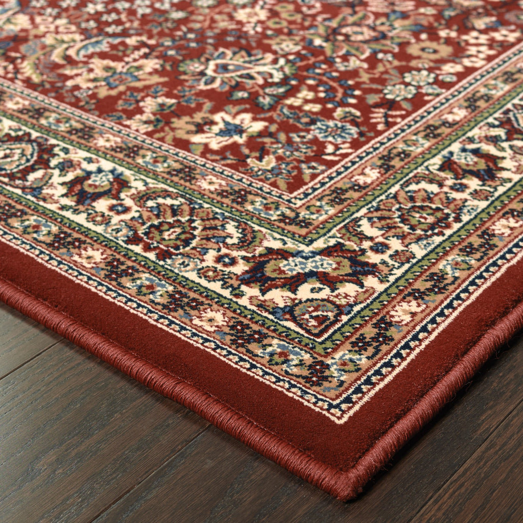 8' X 11' Red And Ivory Oriental Area Rug