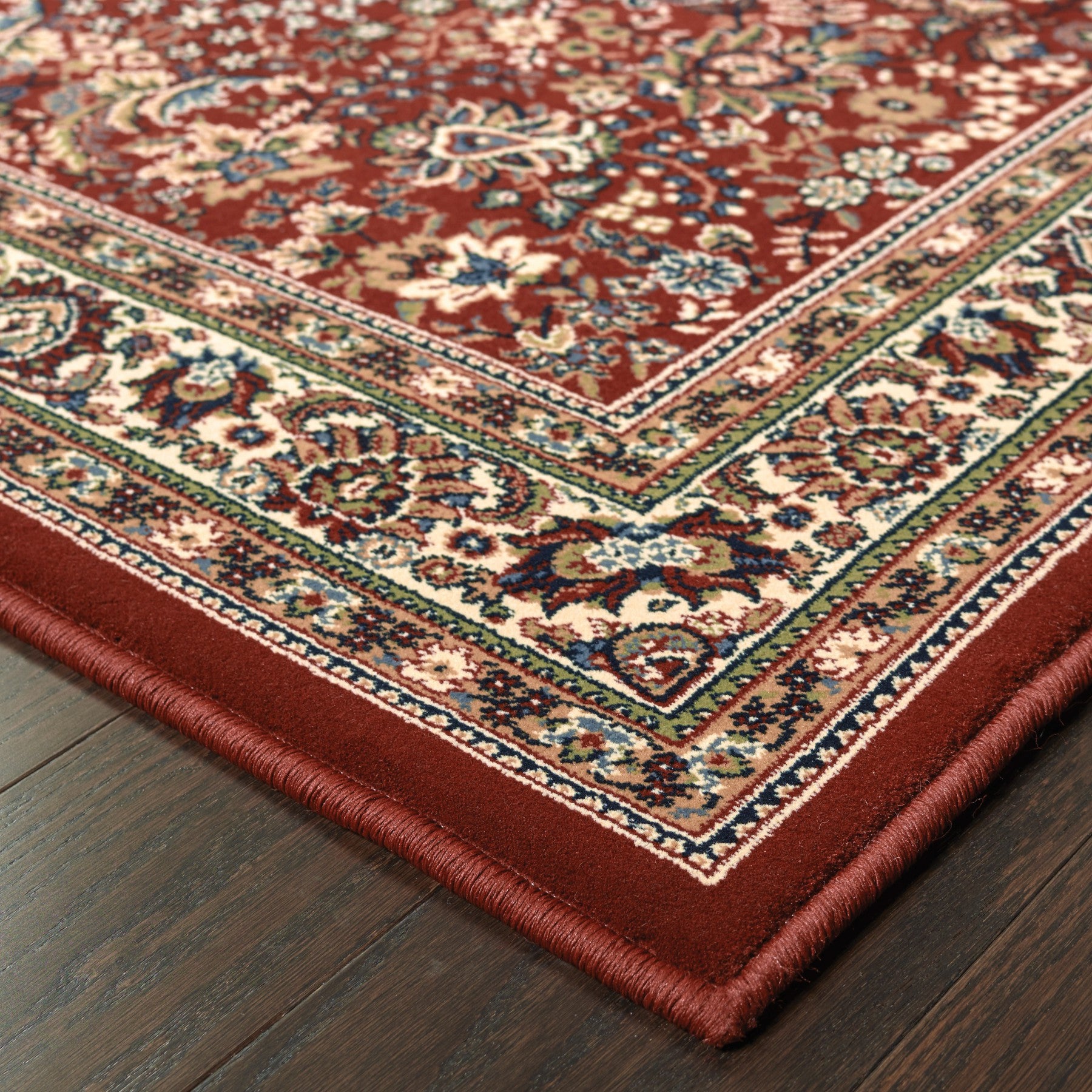 8' X 11' Red And Ivory Oriental Area Rug