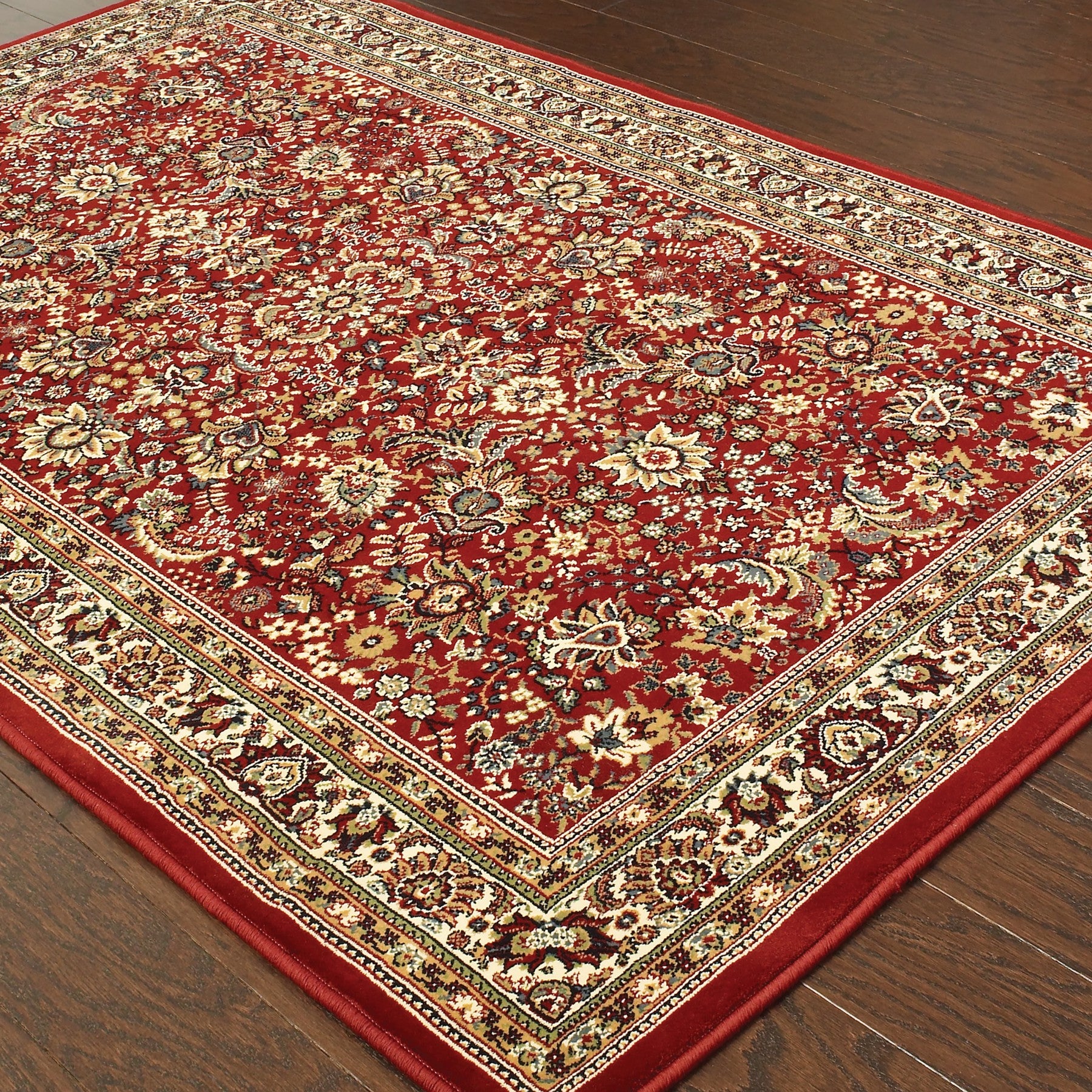 8' X 11' Red And Ivory Oriental Area Rug