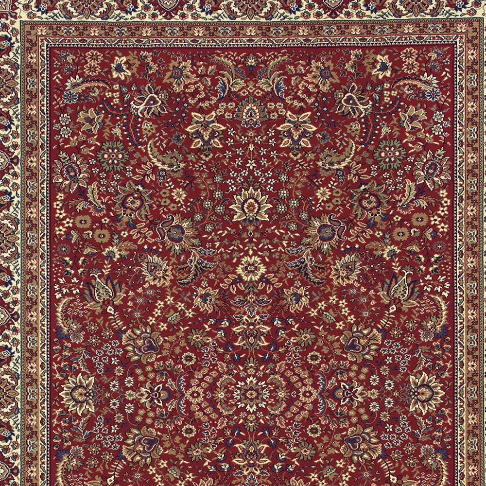 8' X 11' Red And Ivory Oriental Area Rug