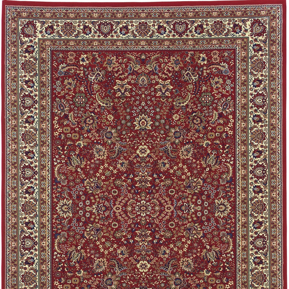 8' X 11' Red And Ivory Oriental Area Rug