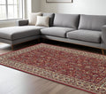 8' X 11' Red And Ivory Oriental Area Rug-0
