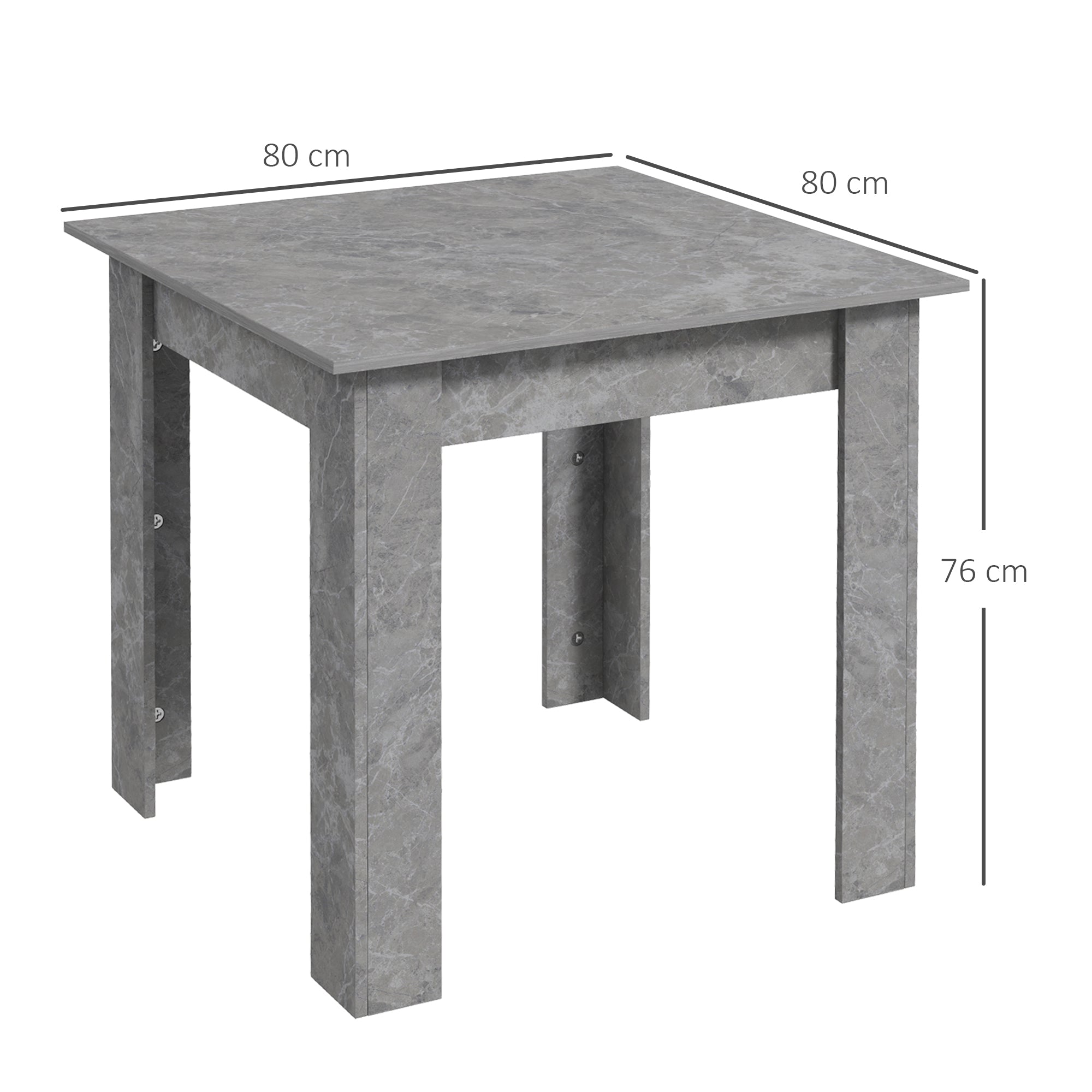 Square Dining Table, Modern Dining Room Table with Faux Cement Effect, Space Saving Small Dining Table-2