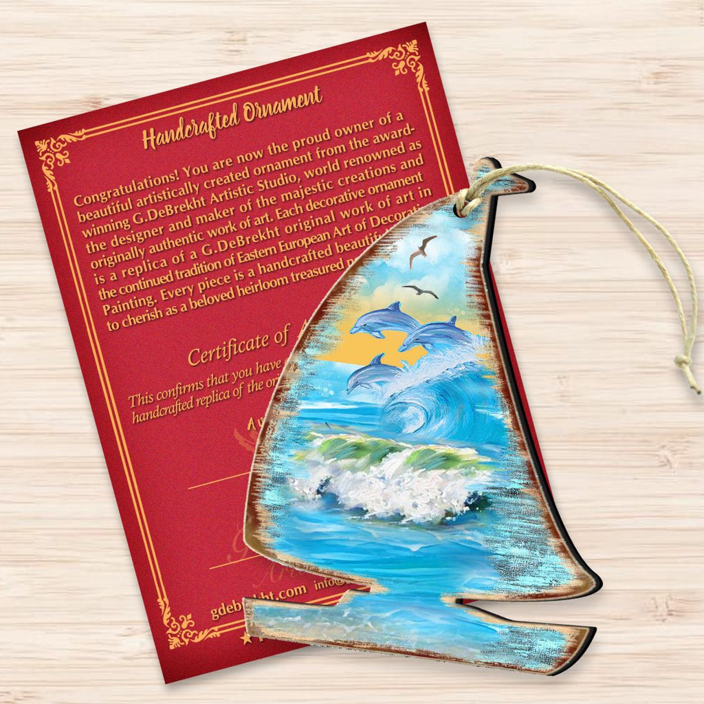 Sailboat Wooden Ornaments by G. DeBrekht - Coastal Holiday Decor - 8198524-2