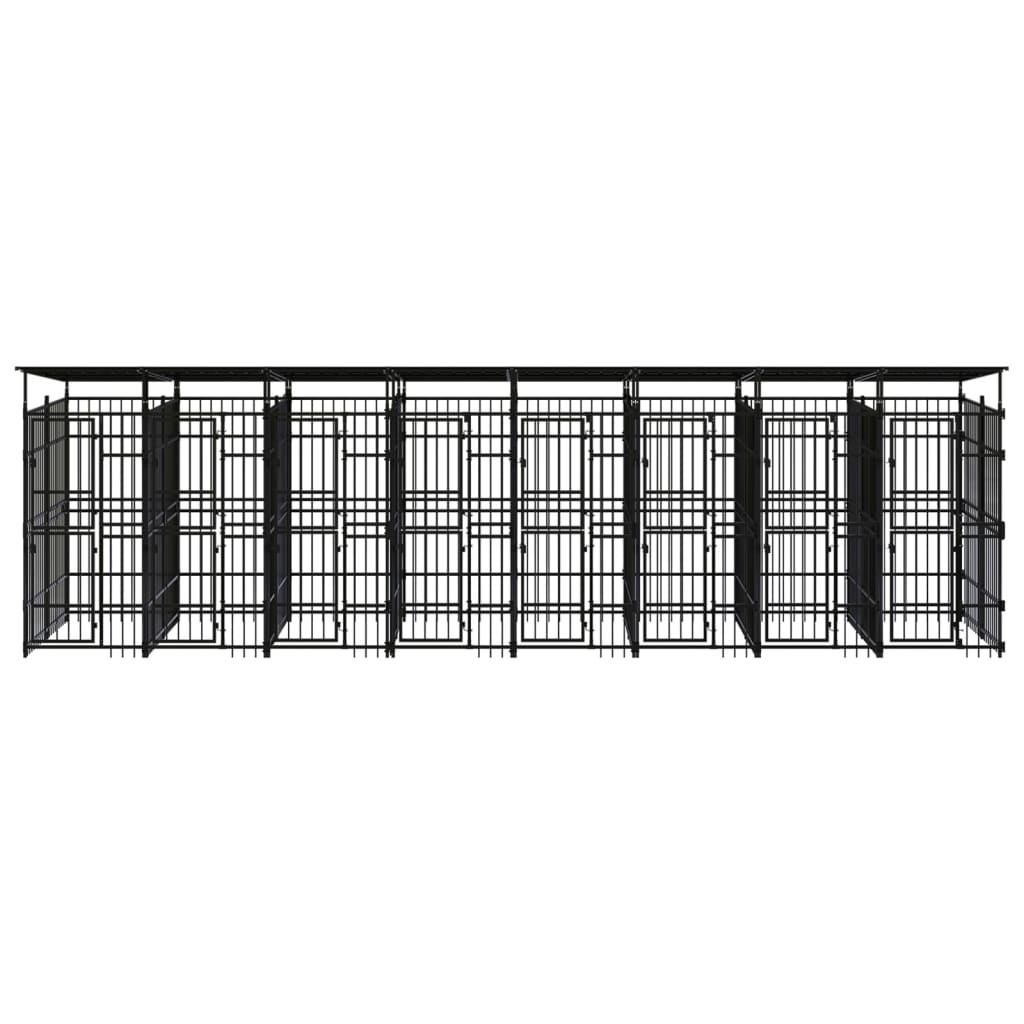 vidaXL Outdoor Dog Kennel with Roof Steel 158.8 ft²