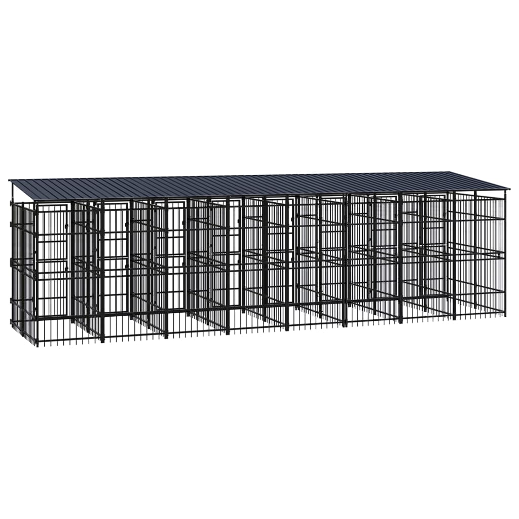 vidaXL Outdoor Dog Kennel with Roof Steel 158.8 ft²