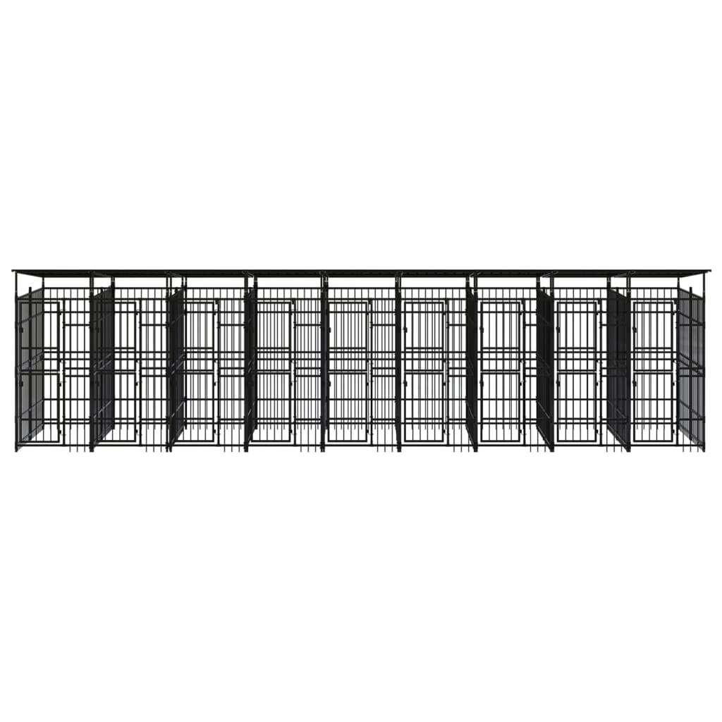 vidaXL Outdoor Dog Kennel with Roof Steel 178.6 ft²
