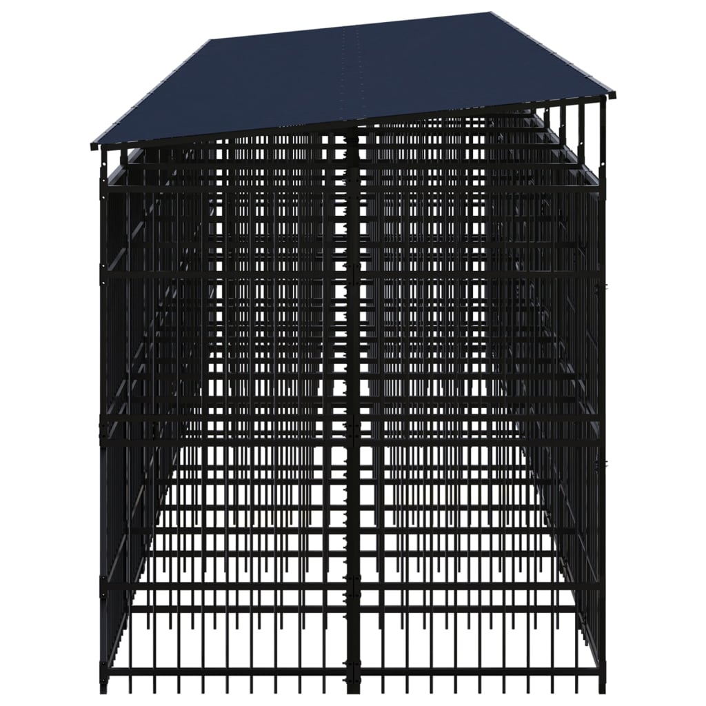vidaXL Outdoor Dog Kennel with Roof Steel 178.6 ft²