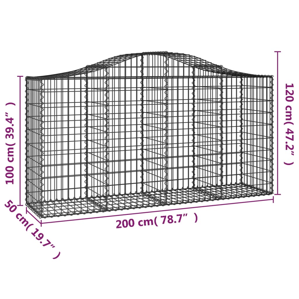 vidaXL Gabion Basket Arched Gabion Basket Planter for Flower Galvanized Iron