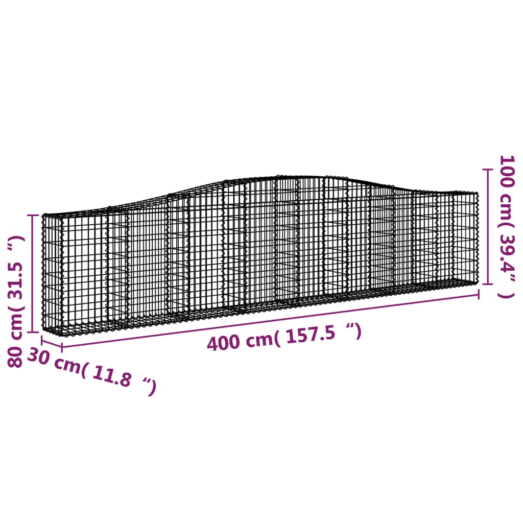 vidaXL Gabion Basket Arched Gabion Basket Planter for Flower Galvanized Iron