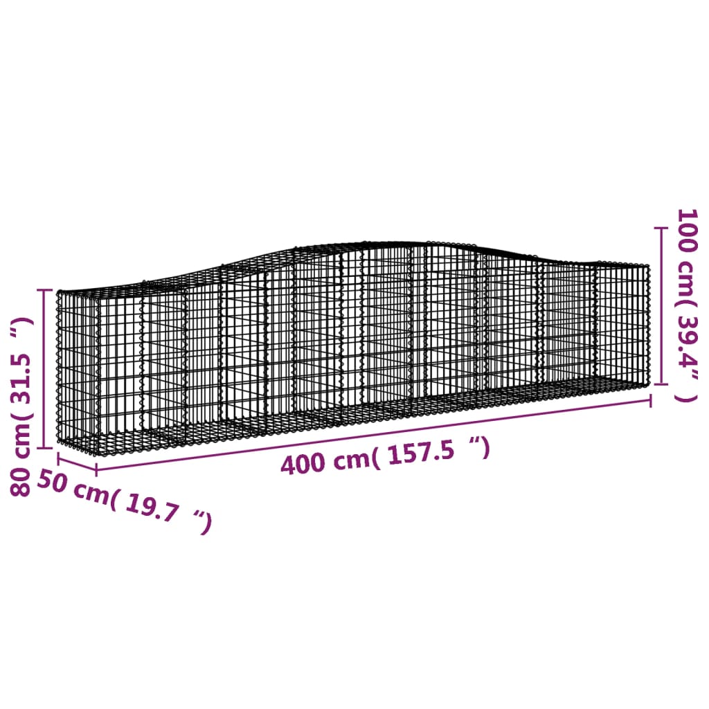 vidaXL Gabion Basket Arched Gabion Basket Planter for Flower Galvanized Iron