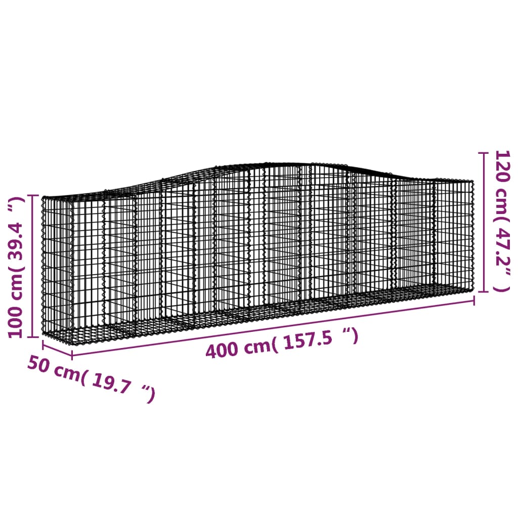 vidaXL Gabion Basket Arched Gabion Basket Planter for Flower Galvanized Iron