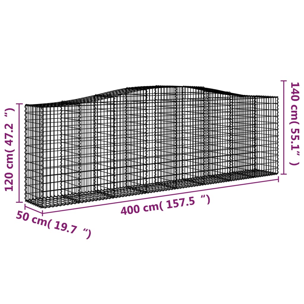 vidaXL Gabion Basket Arched Gabion Basket Planter for Flower Galvanized Iron
