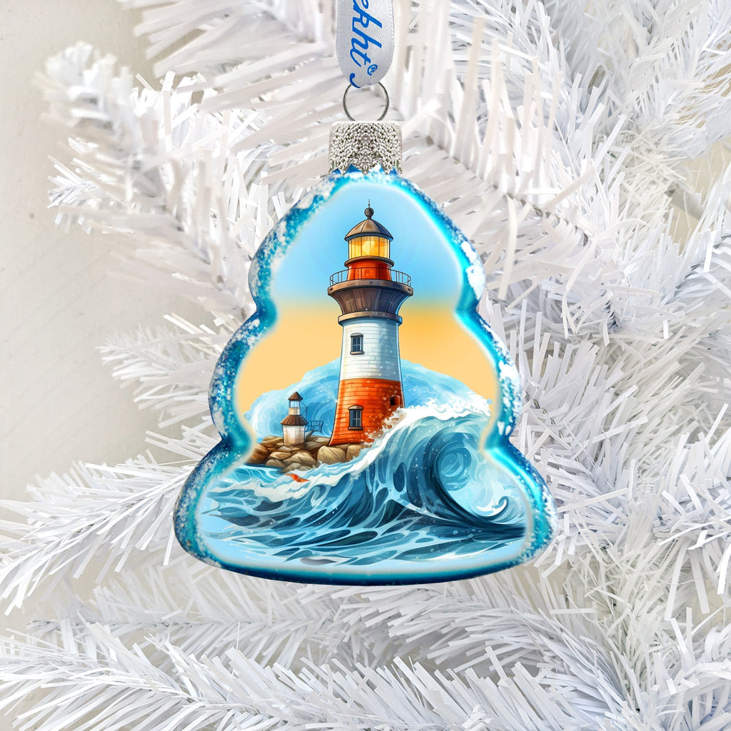 Lighthouse Mercury Glass Ornaments by G. Debrekht - Christmas Decor - 776030