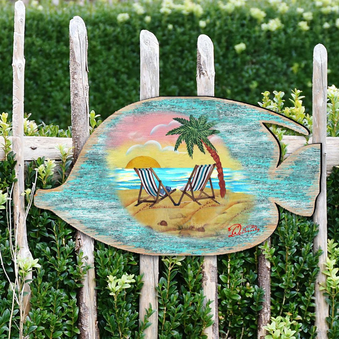Rustic Tropical Fish Coastal Outdoor Decor Large Ornament by G. DeBrekht - Coastal Holiday Decor - 8198527-2M