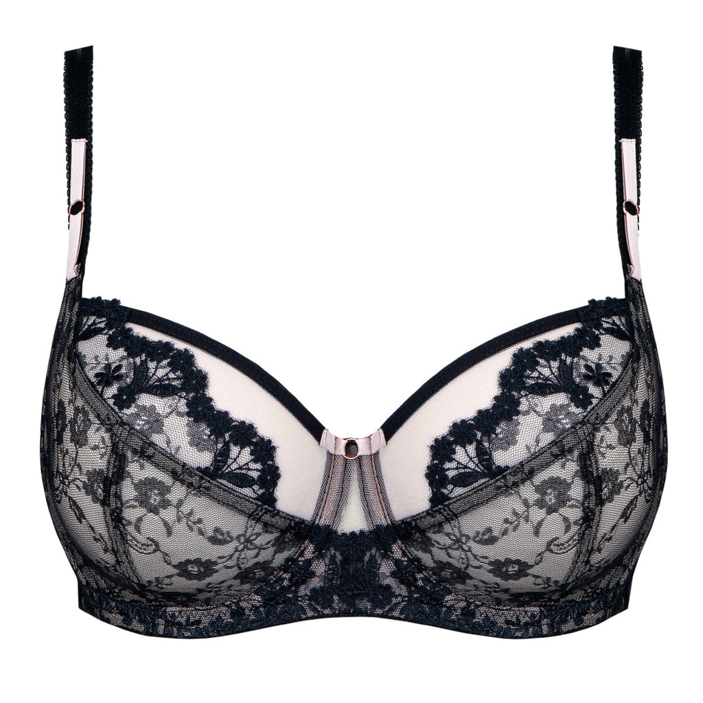 Sheer Lace Full Figure Bra Eir Black