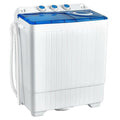 26lbs Portable Semi-Automatic Twin Tub Washing Machine with Drain Pump-Blue-0
