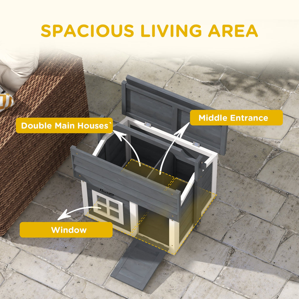 Indoor Rabbit Hutch, Portable Small Animal House Outdoor with Top Handle, Openable Roof - Grey-3