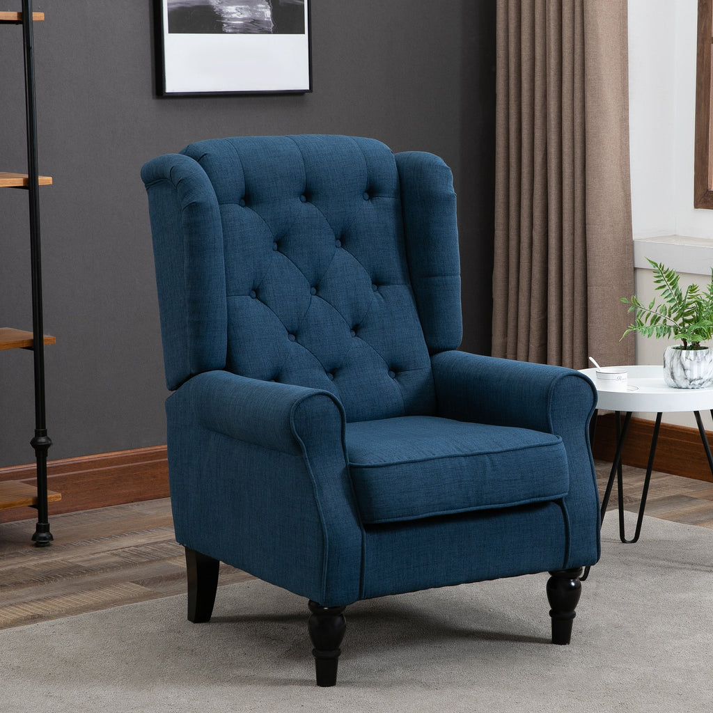 Retro Wingback Accent Chair for Living Room Comfort - Blue-1