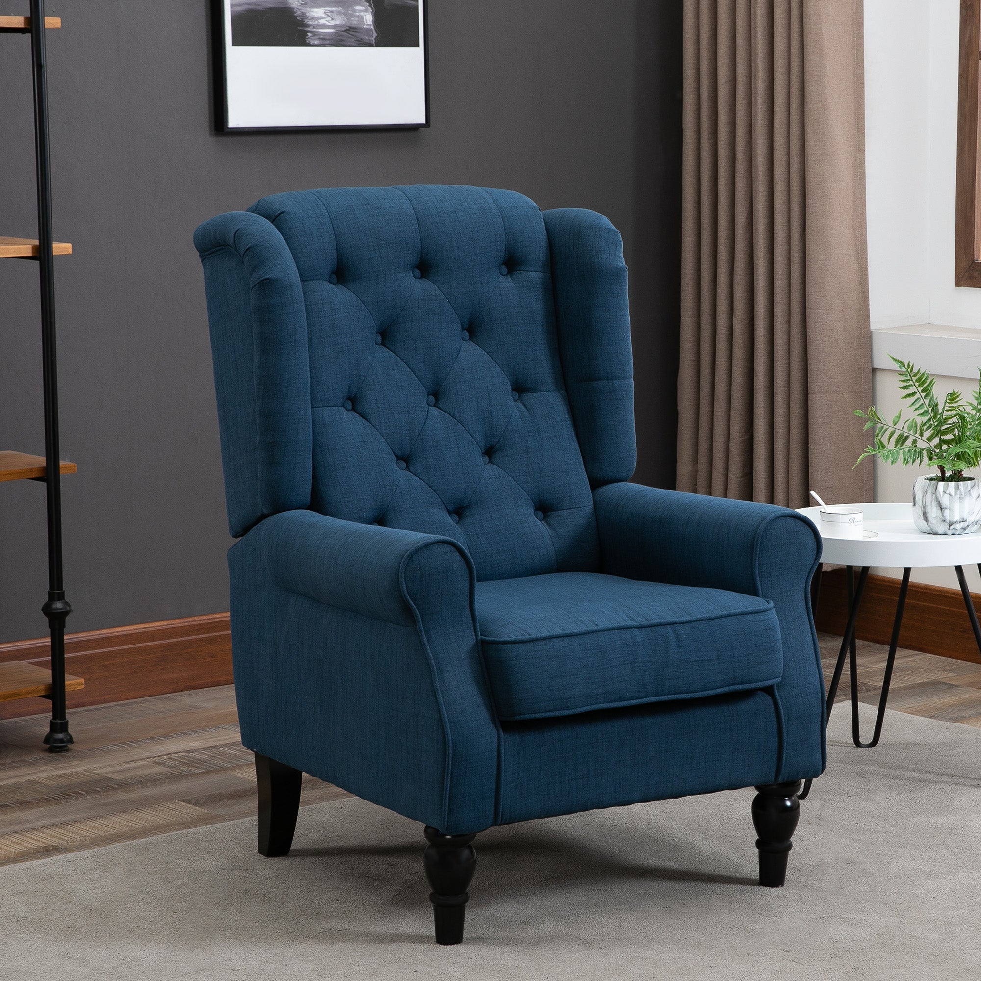 Retro Wingback Accent Chair for Living Room Comfort - Blue-1