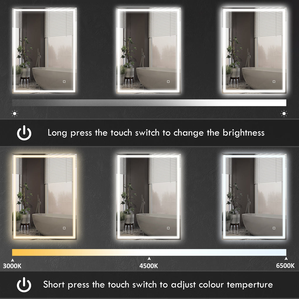 Dimmable LED Bathroom Mirror with Anti-Fog and Smart Touch - 90 x 70cm-4