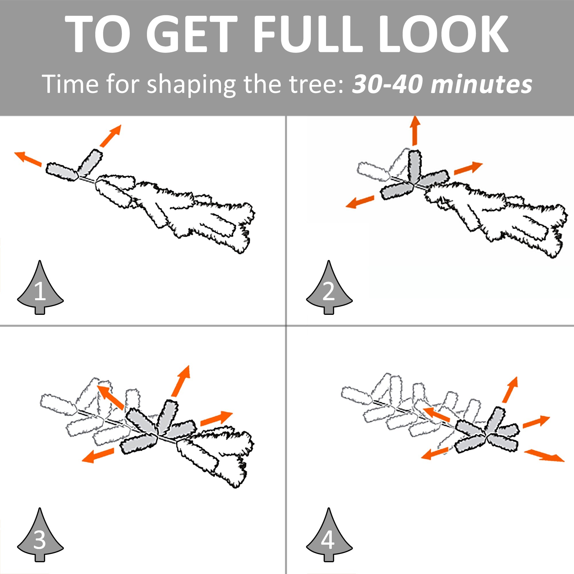 HOMCM 6ft White Light Artificial Christmas Tree w/ 230 LEDs Star Topper Tri-Base Full Bodied Seasonal Decoration Pre-Lit Home-4