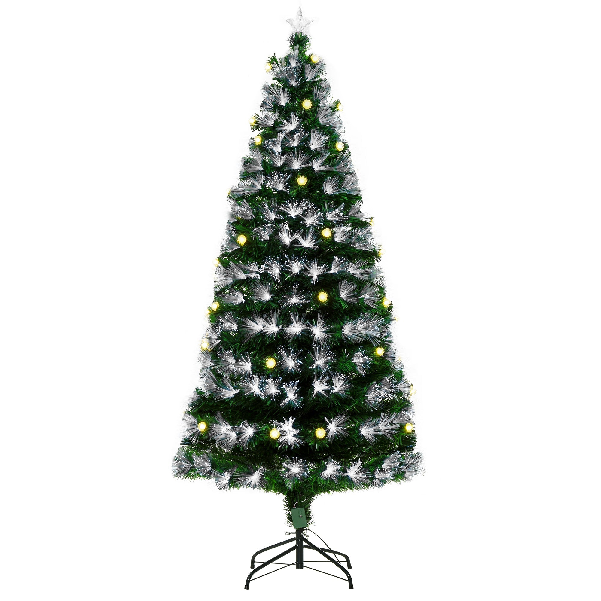 HOMCM 6ft White Light Artificial Christmas Tree w/ 230 LEDs Star Topper Tri-Base Full Bodied Seasonal Decoration Pre-Lit Home-0