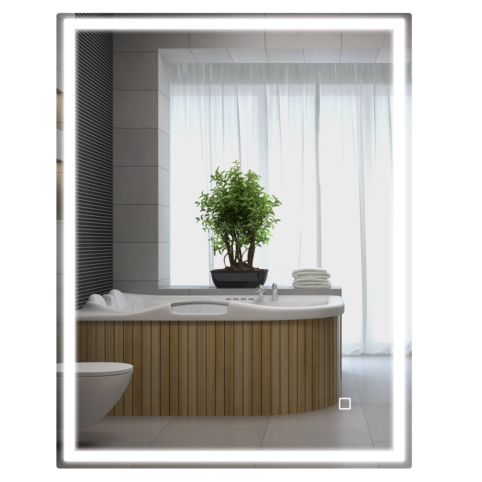 Dimmable LED Bathroom Mirror with Anti-Fog and Smart Touch - 90 x 70cm-0