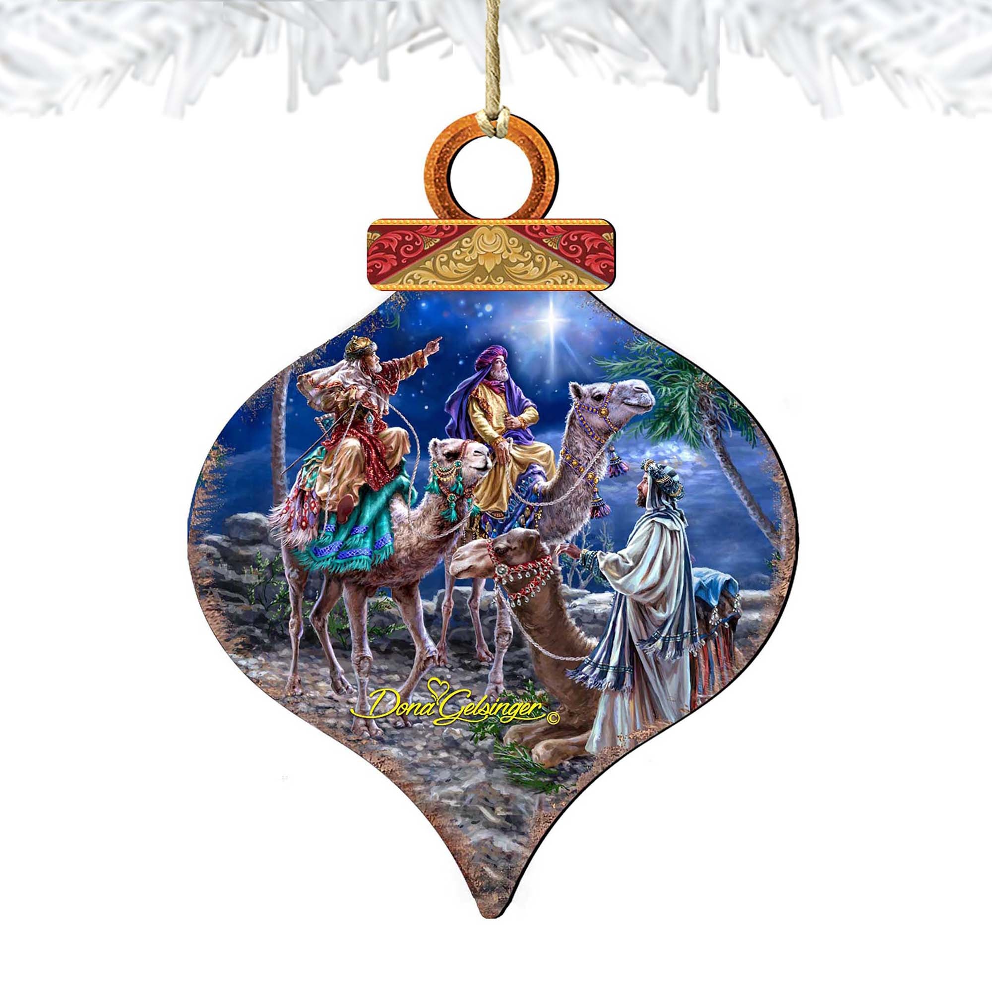 The Magic Wrap Christmas Wooden Ornaments by Gelsinger - Christmas Santa Snowman Decor - 8031024-1810