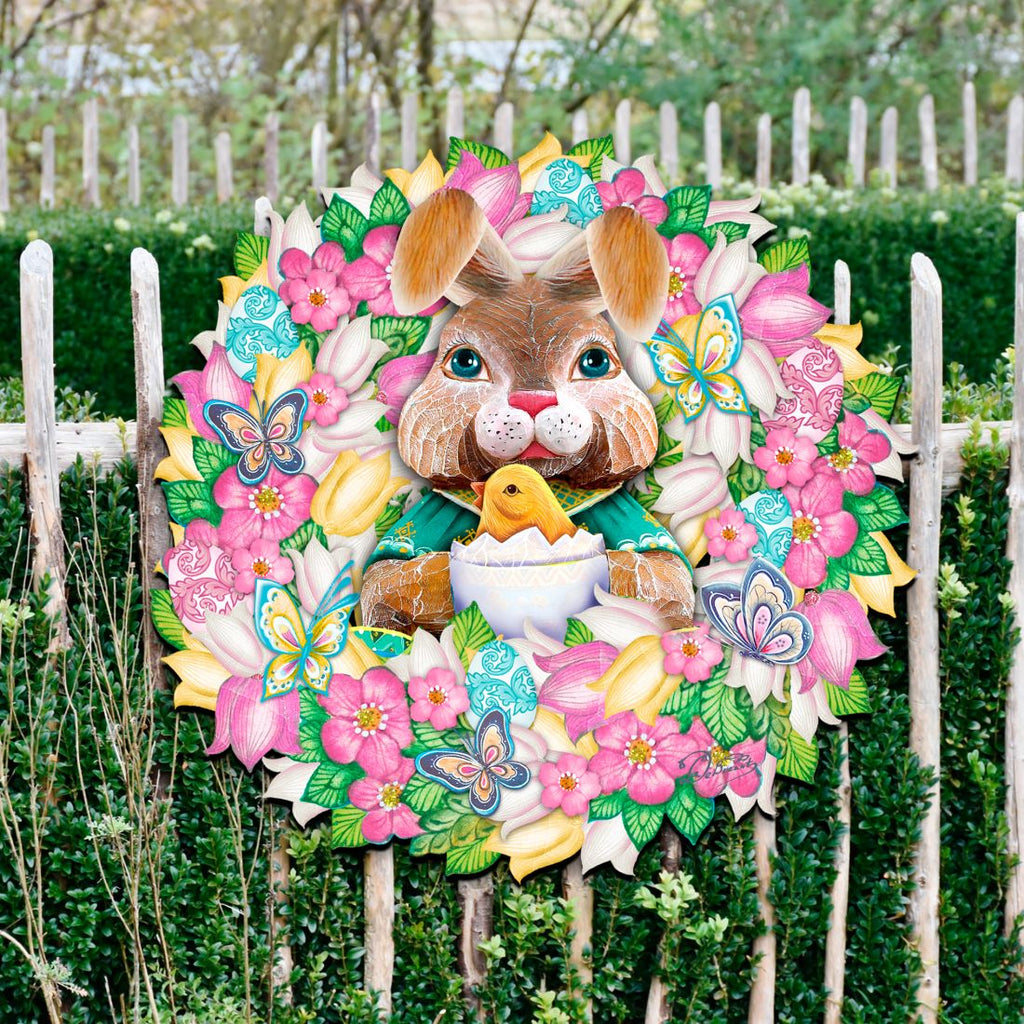 Bunny Holiday Door Wreath by G. DeBrekht - Easter Spring Decor - 8185301-2H