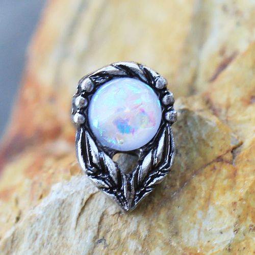 316L Stainless Steel Synthetic Opal Flower on a Stem Cartilage Earring