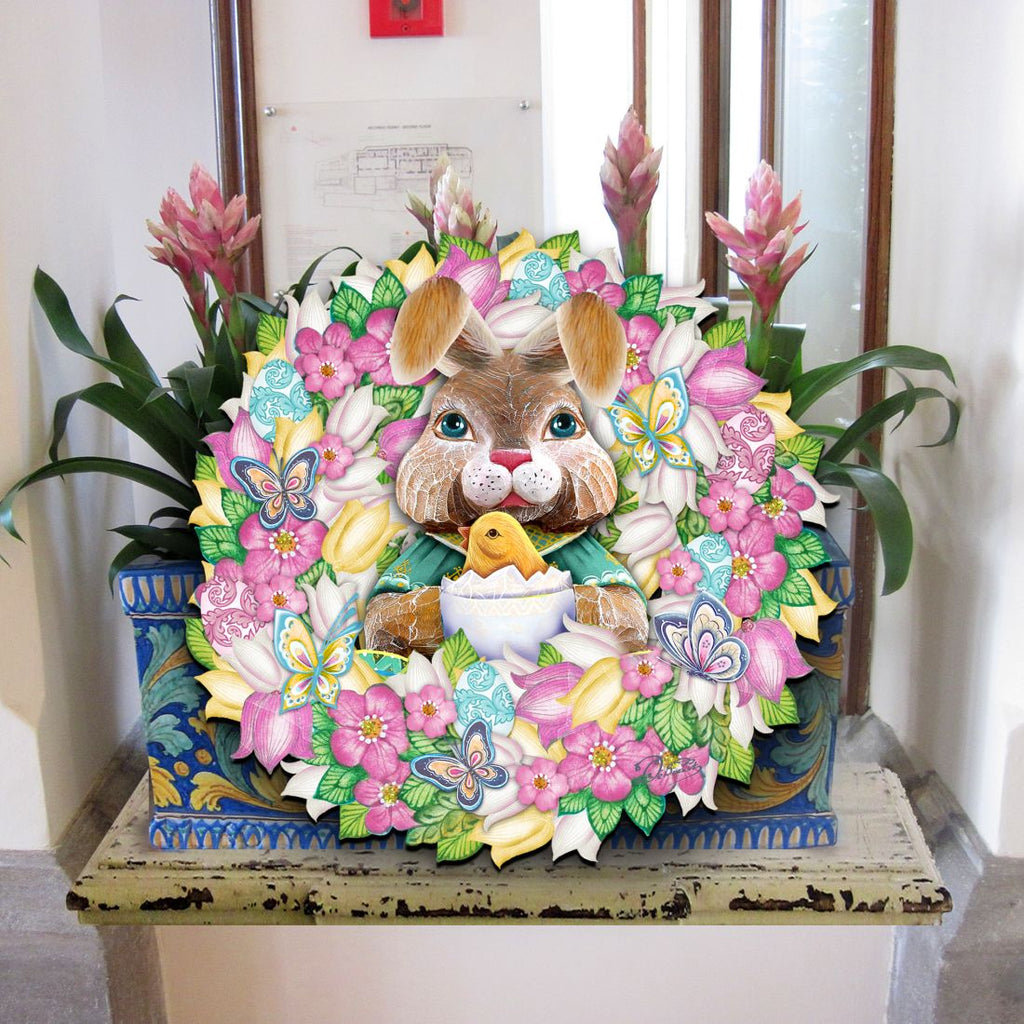 Bunny Holiday Door Wreath by G. DeBrekht - Easter Spring Decor - 8185301-2H