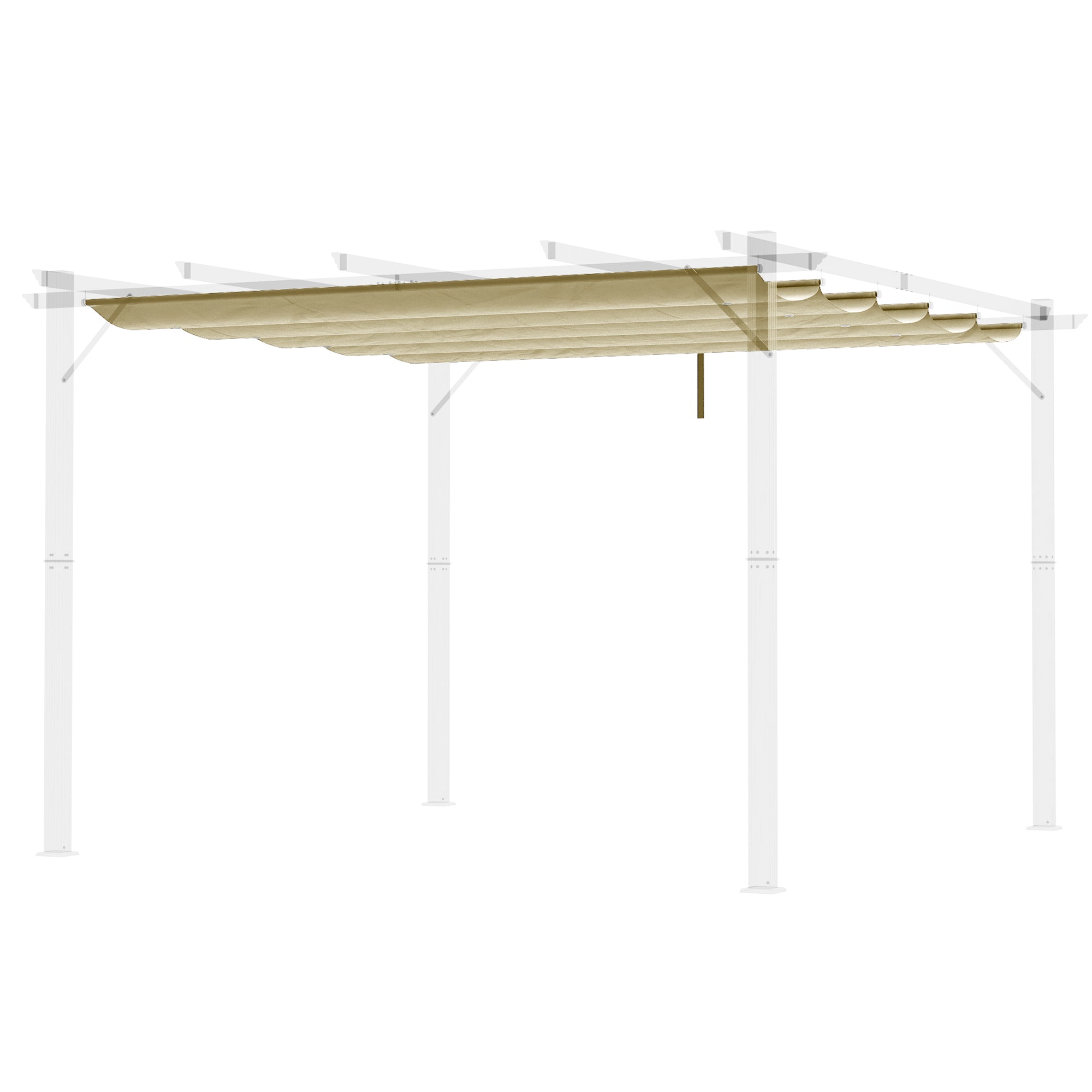 Retractable Pergola Canopy Replacement 3x3 Metre Polyester Beige-0