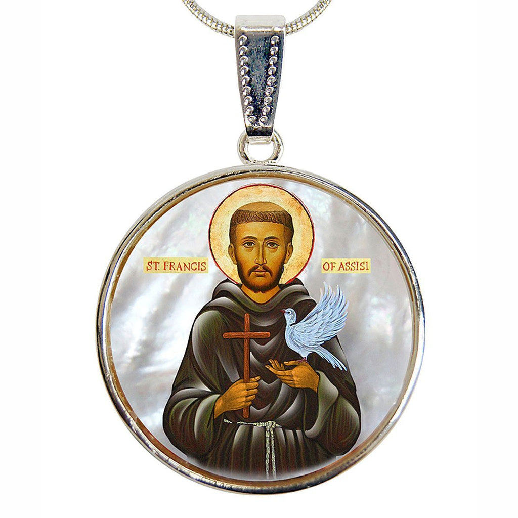 Our Lady of Perpetual Help Silver Plated Mother of Pearl Necklace Jewelry - 43024