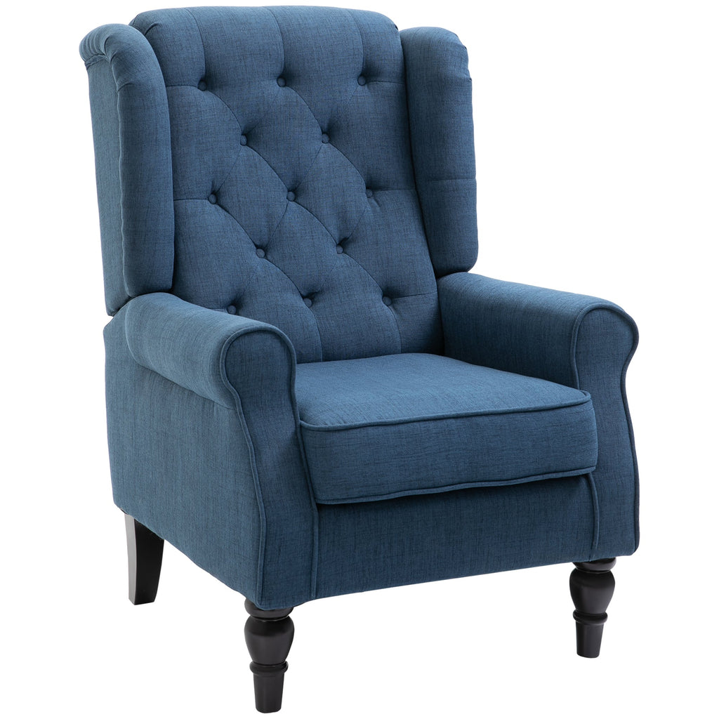 Retro Wingback Accent Chair for Living Room Comfort - Blue-0