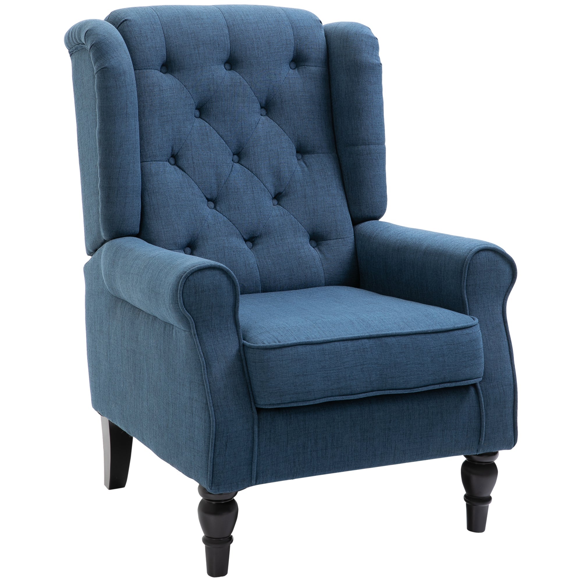 Retro Wingback Accent Chair for Living Room Comfort - Blue-0
