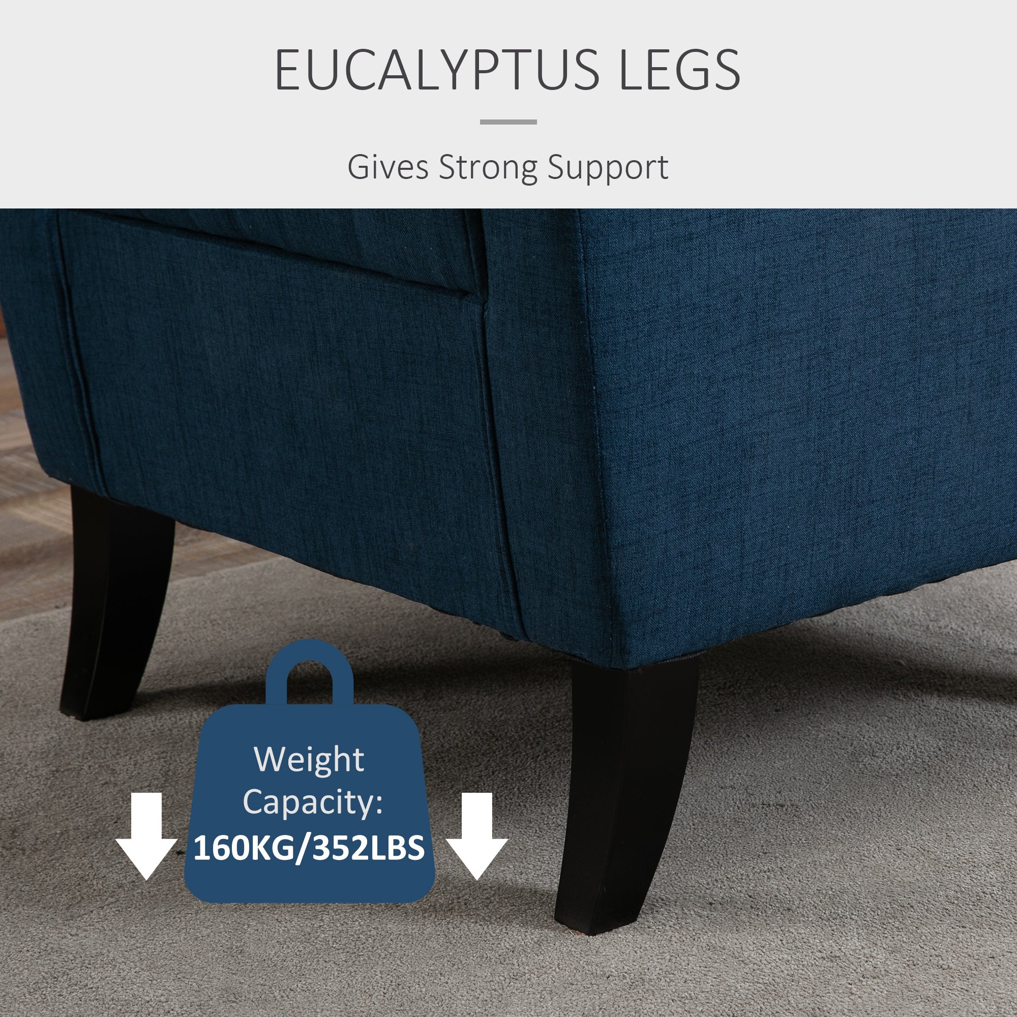 Retro Wingback Accent Chair for Living Room Comfort - Blue-4