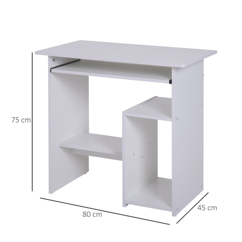 Office Desk Wooden Desk Keyboard Tray Storage Shelf Modern Corner Table Home Office White-2