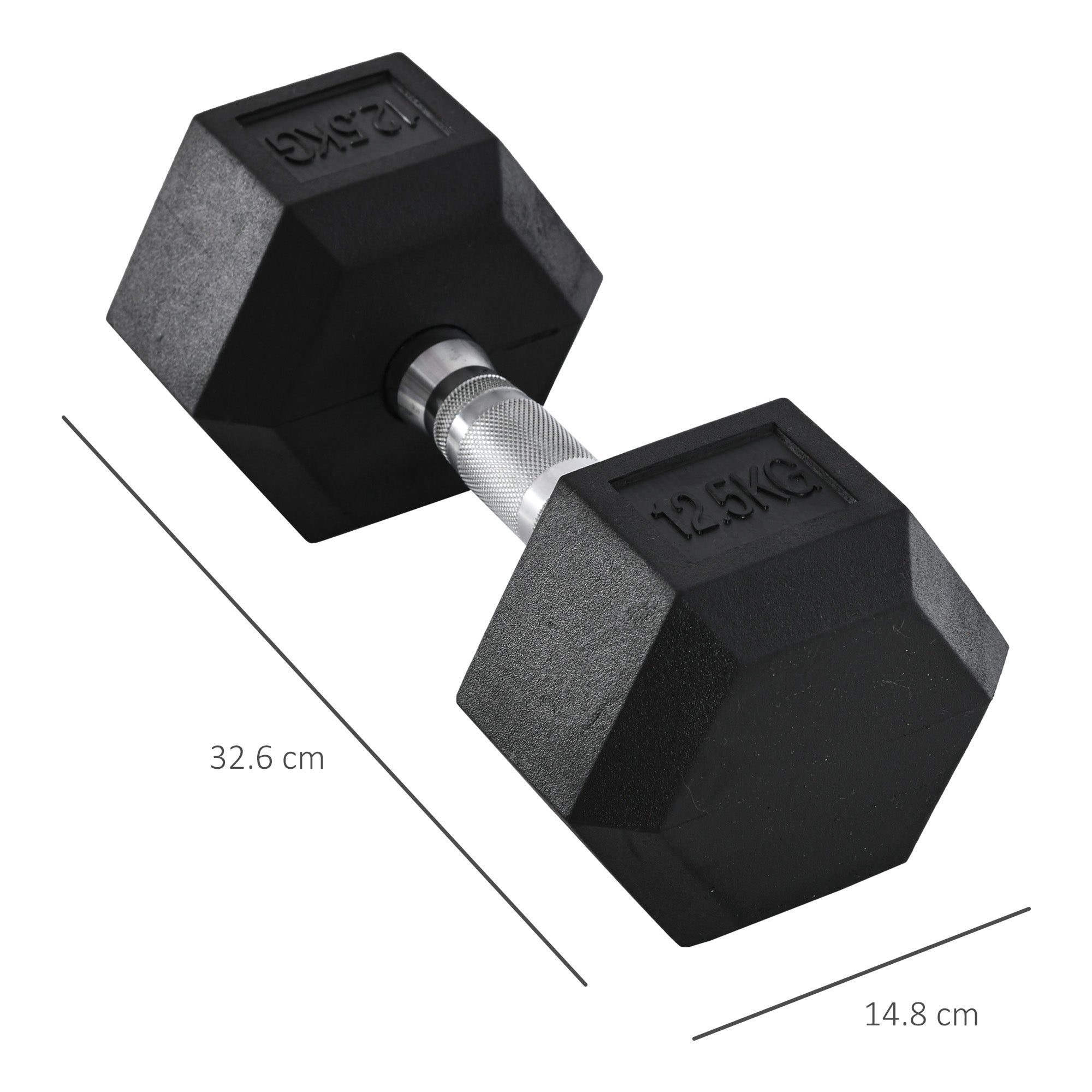 Set of 2 Rubber Hex Dumbbells 12.5kg Each Portable Hand Weights-2